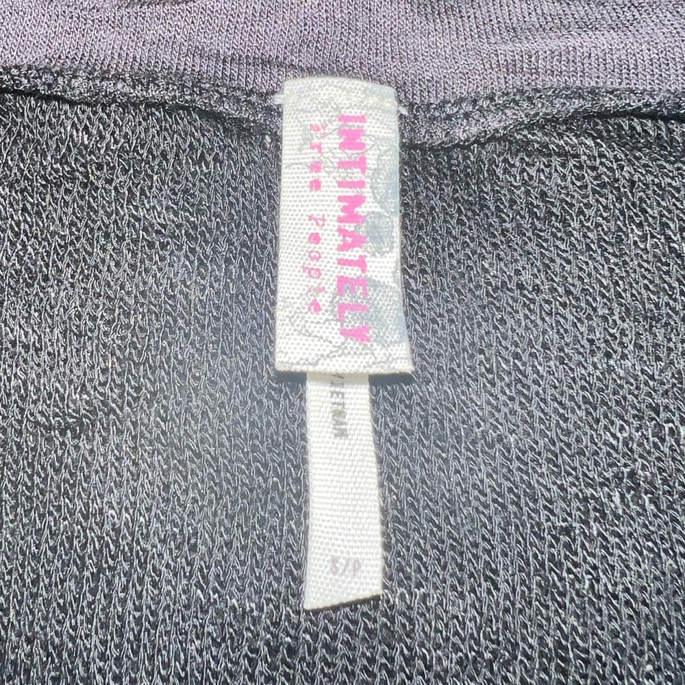FREE PEOPLE INTIMATELY BLACK GRAY 3/4 SLEEVE WEEKEND LAYERING TOP Sz Small NWT - Picture 10 of 12